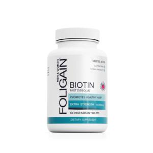 FOLIGAIN Biotin Supplement For Healthier-Looking Hair (Fast Dissolve) 60 Vegetarian Tablets 10,000 mcg