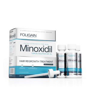 FOLIGAIN Low Alcohol Minoxidil 5% Hair Regrowth Treatment For Men (3 bottles of 60 ml + dropper)
